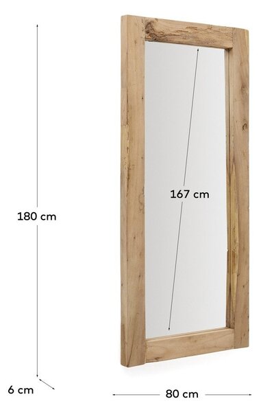 Nástěnné zrcadlo s dřevěným rámem 80x180 cm Maden – Kave Home