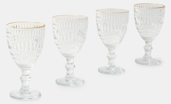Sinsay - Sklenice na stopce s reliéfním vzorem 4 pack - clear