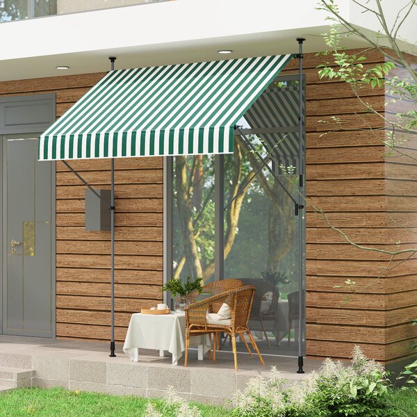 Outsunny Sluneční Markýza 2x1,2 m s Výsuvným Ramem, Zahradní Sluneční Plachta s Hliníkovým Rámem a Polyesterem 180g/㎡, pro Zahradu, Balkon a Terasu, Z