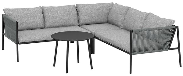 Sada zahradního nábytku Outsunny - ratanový lounge set se rohovým gaučem, stoly a polštáři - odolný proti povětrnostním vlivům pro 6 osob | Aosom