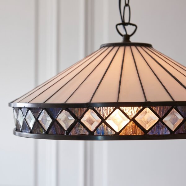 Endon 112196 - Lustr na řetězu Tiffany FARGO 1xE27/60W/230V pr. 41,5 cm