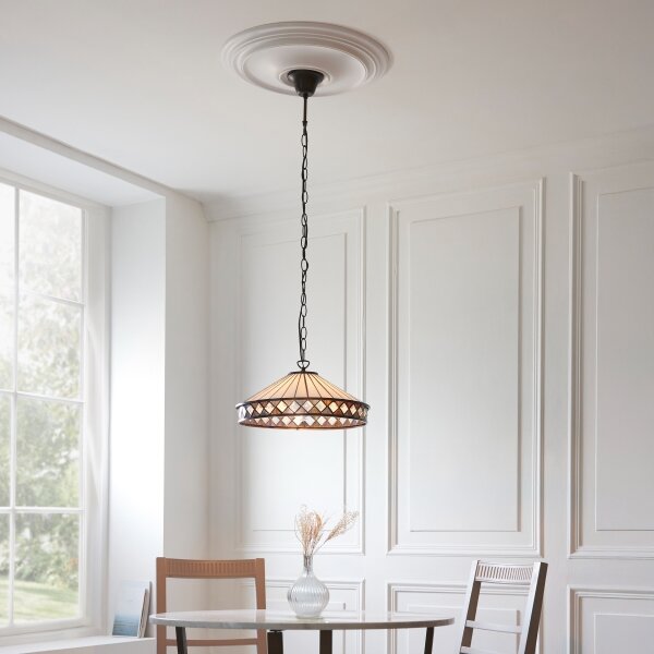 Endon 112196 - Lustr na řetězu Tiffany FARGO 1xE27/60W/230V pr. 41,5 cm