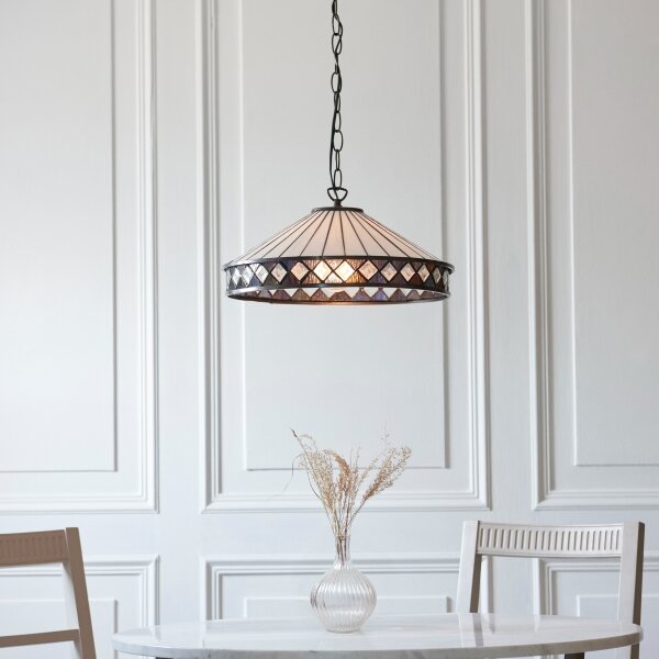 Endon 112196 - Lustr na řetězu Tiffany FARGO 1xE27/60W/230V pr. 41,5 cm