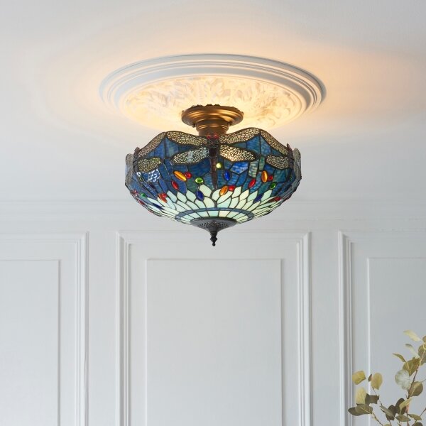Endon 111897 - Přisazený lustr Tiffany DRAGONFLY 3xE27/10W/230V pr. 41 cm