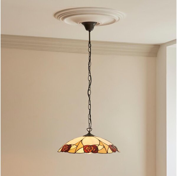 Endon 112197 - Lustr na řetězu Tiffany INGRAM 1xE27/60W/230V pr. 45 cm