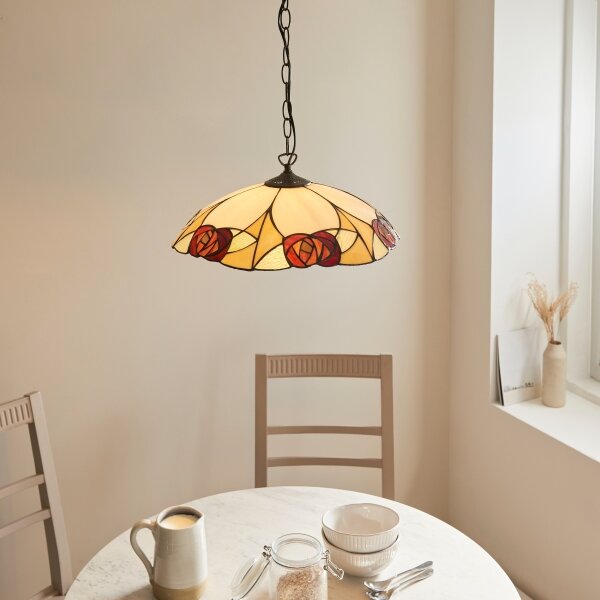 Endon 112197 - Lustr na řetězu Tiffany INGRAM 1xE27/60W/230V pr. 45 cm