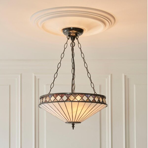 Endon 111870 - Lustr na řetězu Tiffany FARGO 3xE27/10W/230V pr. 41,5 cm