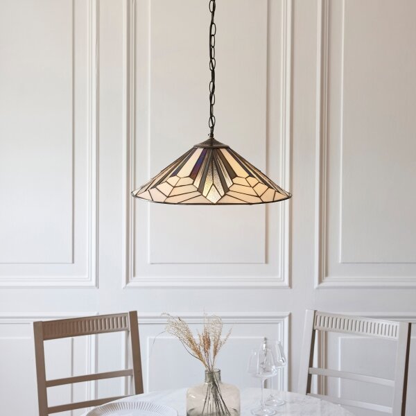 Endon 111922 - Lustr na řetězu Tiffany ASTORIA 3xE27/10W/230V pr. 48 cm