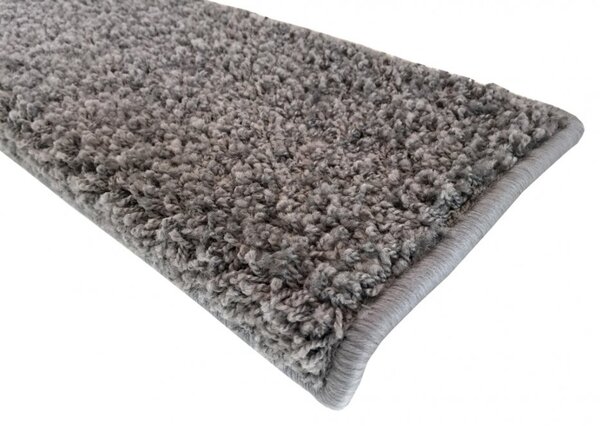 Vopi Nášlapy na schody Color shaggy šedý obdélník, samolepící - 25x80 obdélník (rozměr včetně ohybu)
