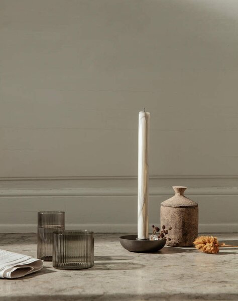 Ferm Living Sklenice Ripple Low set 4ks, smoked grey