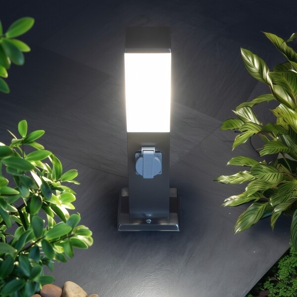 Brilagi - Venkovní lampa se 2 zásuv. SCHUKO NOVA 1xE27/15W/230V 40 cm IP44 chrom