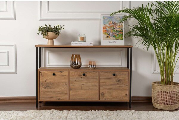 Konzolový stolek v dekoru borovice v přírodní barvě 29,5x120 cm Solace – Kalune Design