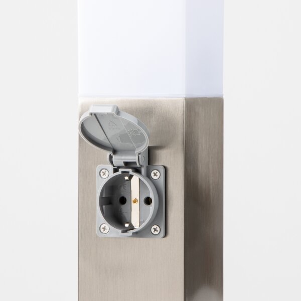 Brilagi - Venkovní lampa se 2 zásuv. SCHUKO NOVA 1xE27/15W/230V 40 cm IP44 chrom