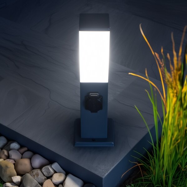 Brilagi -Venkovní lampa se 2 zásuv. SCHUKO NOVA 1xE27/15W/230V 40 cm IP44 antrac