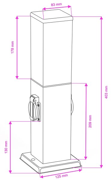 Brilagi - Venkovní lampa se 2 zásuv. SCHUKO NOVA 1xE27/15W/230V 40 cm IP44 hnědá