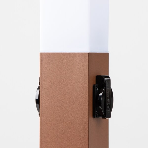Brilagi - Venkovní lampa se 2 zásuv. SCHUKO NOVA 1xE27/15W/230V 40 cm IP44 hnědá