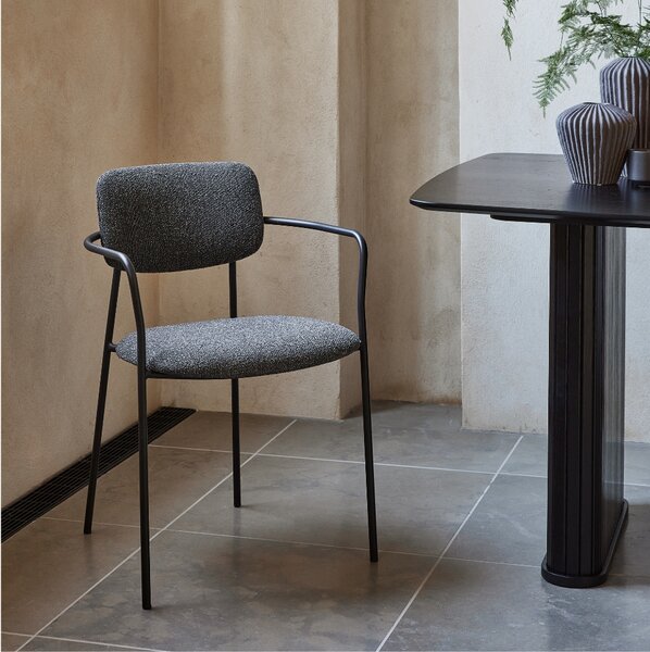 Unique Furniture Tmavě šedá bouclé jídelní židle Zama