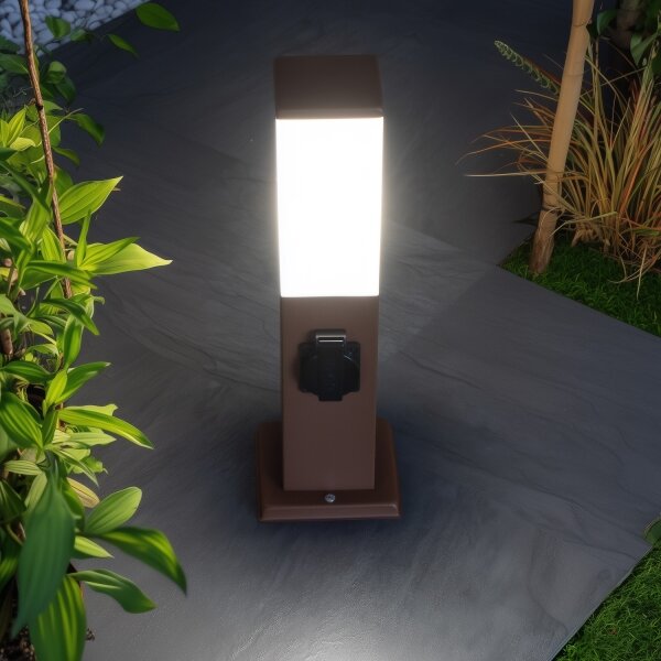 Brilagi - Venkovní lampa se 2 zásuv. SCHUKO NOVA 1xE27/15W/230V 40 cm IP44 hnědá