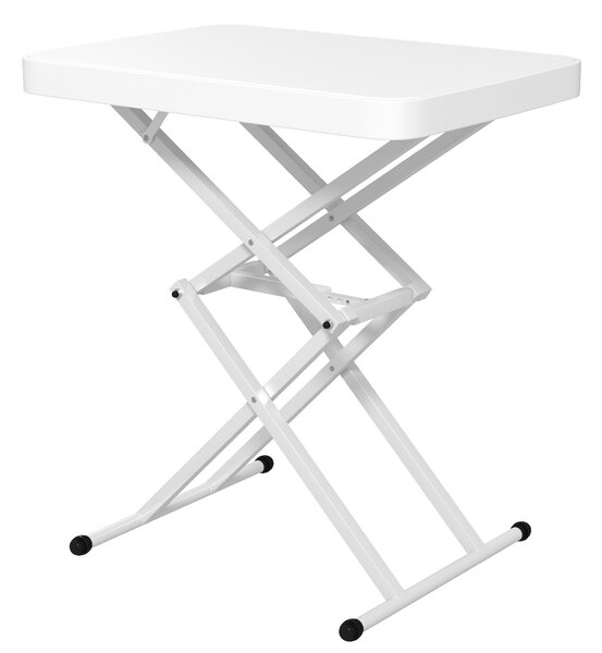 Outsunny Skládací zahradní stolek s nastavitelnou výškou, plastový obdélníkový stolík na terasu s nosností 50kg, 65x45x70H cm pro venkovní a vnitřní p