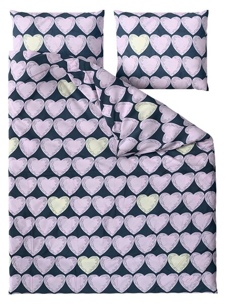 Povlečení z mikrovlákna VIOLET HEARTS světle fialové Rozměr povlečení: 2 ks 70 x 80 cm | 160 x 200 cm
