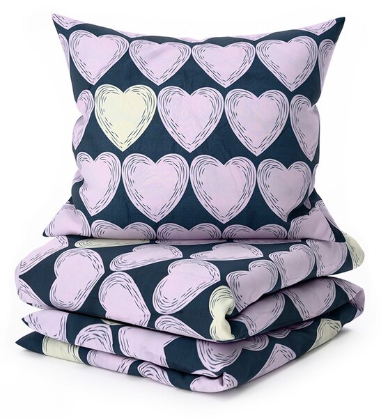 Povlečení z mikrovlákna VIOLET HEARTS světle fialové Rozměr povlečení: 2 ks 70 x 80 cm | 160 x 200 cm