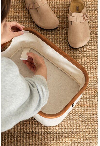 Krémový látkový úložný box 38x26x16 cm Bamboo/Linen – Bigso