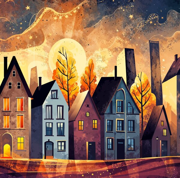 Obraz na plátně - Úplňková noc nad Loxburry FeelHappy.cz Velikost obrazu (šířka x výška): 120 x 40 cm