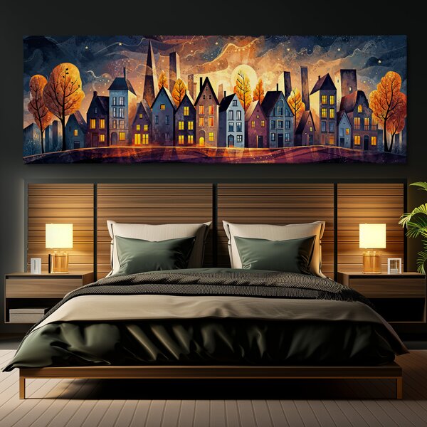 Obraz na plátně - Úplňková noc nad Loxburry FeelHappy.cz Velikost obrazu (šířka x výška): 120 x 40 cm