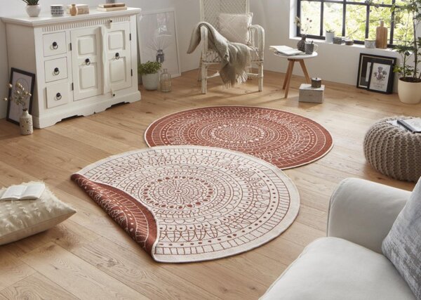 NORTHRUGS - Hanse Home koberce Kusový koberec Twin-Wendeteppiche 103102 creme terra ROZMĚR: 140x140 (průměr) kruh