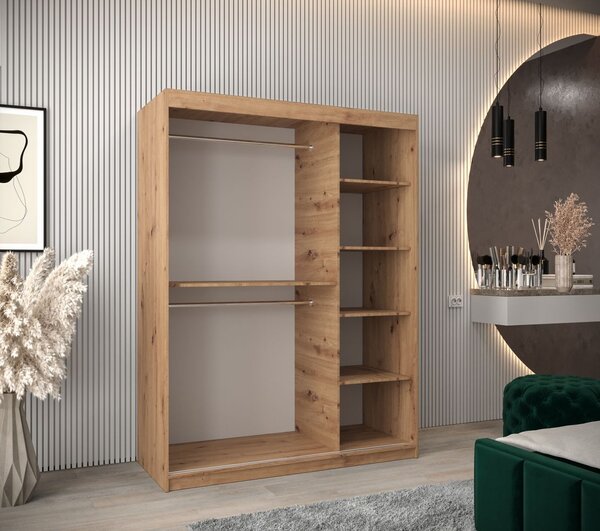 Skříň s posuvnými dveřmi v šířce 150 cm TIMEA 2 - dub artisan