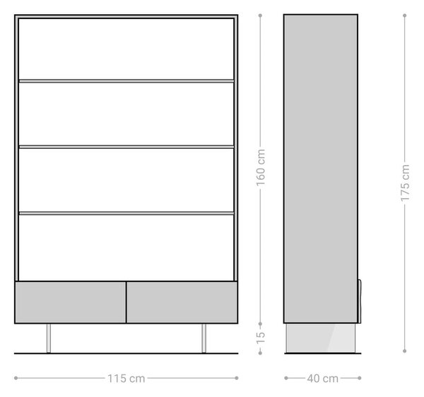 DELIFE Regál New Live-Edge 115x150 cm akácie přírodní 2 zásuvky skleněná podnož závěsný