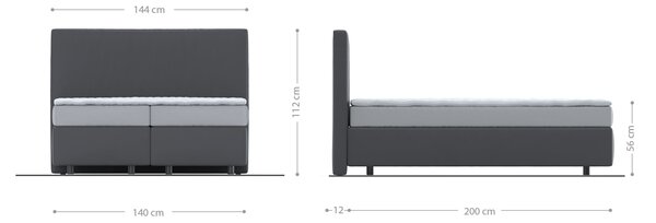 DELIFE Boxspring postel Dream-Well 140x200 cm manšestr béžová s matrací a topperem