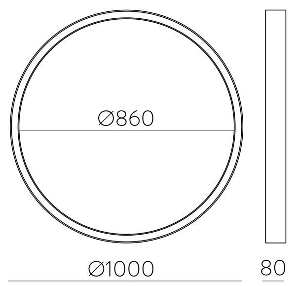 ACB Iluminacion Stropní LED svítidlo ALISO 86W, ø 100 cm, CRI90, CCT 2700-4000K Barva: Černá, Stmívání a řízení: ON/OFF