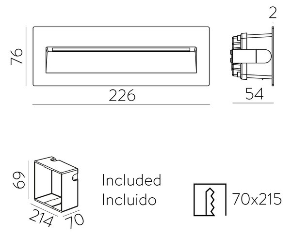 ACB Iluminacion Venkovní zapuštěné nástěnné LED svítidlo NASHIRA 4,5W, 226x76 mm, CRI80, CCT switch 2200-4000K, IP65 Barva: Bílá