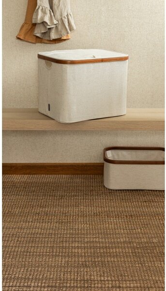 Krémový látkový úložný box s víkem 40,5x33x30 cm Bamboo/Linen – Bigso