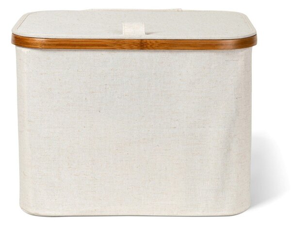 Krémový látkový úložný box s víkem 40,5x33x30 cm Bamboo/Linen – Bigso
