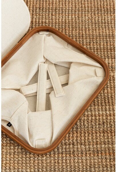 Krémový látkový úložný box s víkem 40,5x33x30 cm Bamboo/Linen – Bigso