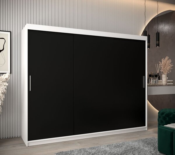 Skříň s posuvnými dveřmi v šířce 250 cm TIMEA - bílá / černá