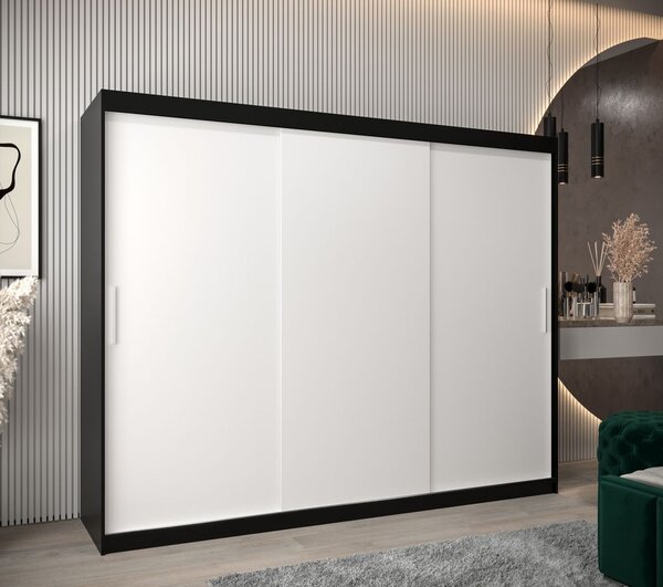 Skříň s posuvnými dveřmi v šířce 250 cm TIMEA - černá / bílá