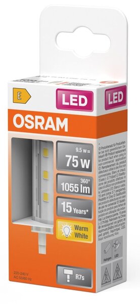 LED žárovka R7s 9,5 W SLIM LINE, teplá bílá, náhrada 75 W