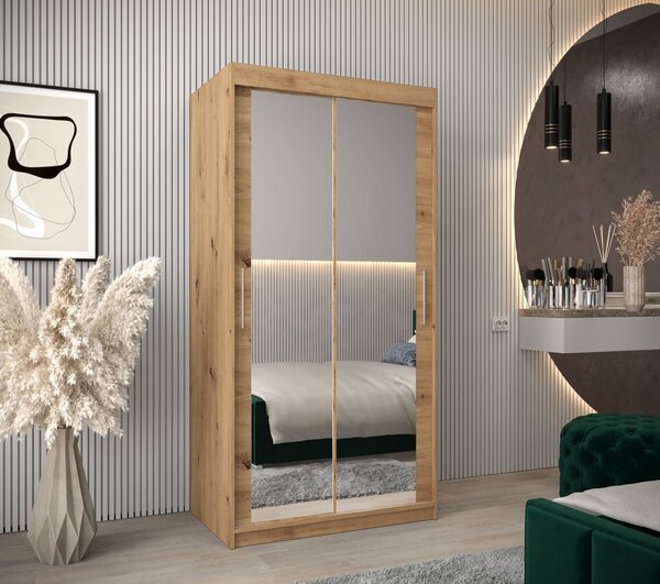 Skříň s posuvnými dveřmi v šířce 100 cm TIMEA 3 - dub artisan