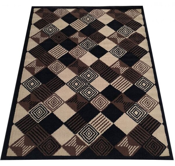 Makro Abra Kusový koberec BCF Alfa 17 Geometrický hnědý krémový Rozměr: 80x150 cm