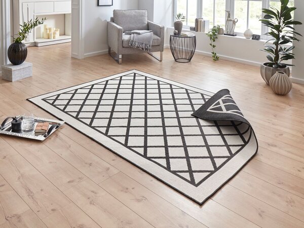 Hanse Home, Kusový koberec Twin Supreme 103425 Sydney black creme – na ven i na doma, 160x230, černá, chodba / předsíň