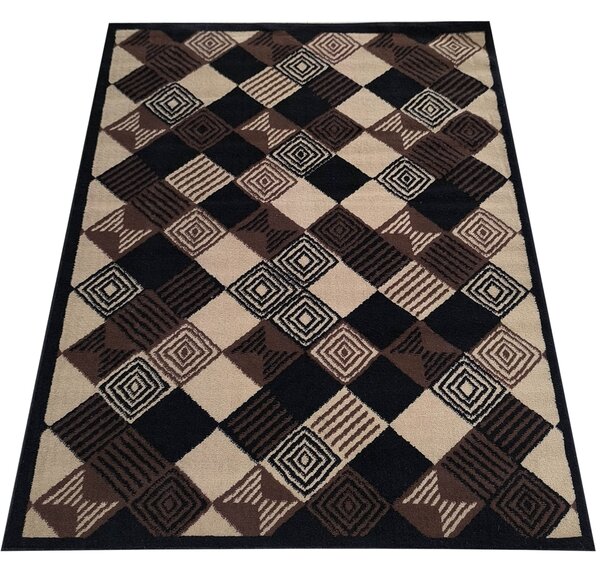 Makro Abra Kusový koberec BCF Alfa 17 Geometrický hnědý krémový Rozměr: 80x150 cm