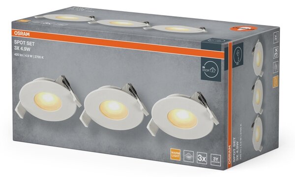 Vestavný LED reflektor 120°, teplá bílá, bílá