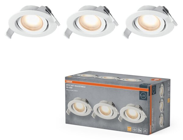Vestavný LED reflektor nastavitelný 120°, teplá bílá, bílá