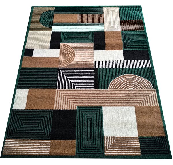 Makro Abra Kusový koberec BCF Alfa 18 zelený hnědý béžový Rozměr: 80x150 cm
