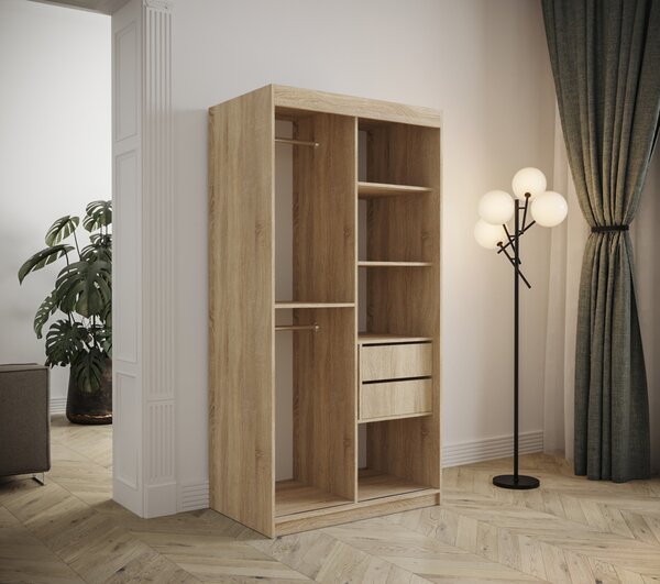 - Šatní skříň s posuvnými dveřmi 100 cm TALIA - černá / modrá