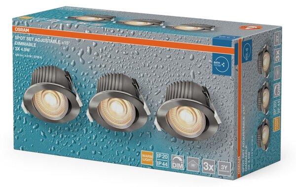 Vestavný LED reflektor DIM IP44 nastavitelný, teplá bílá, 36 °
