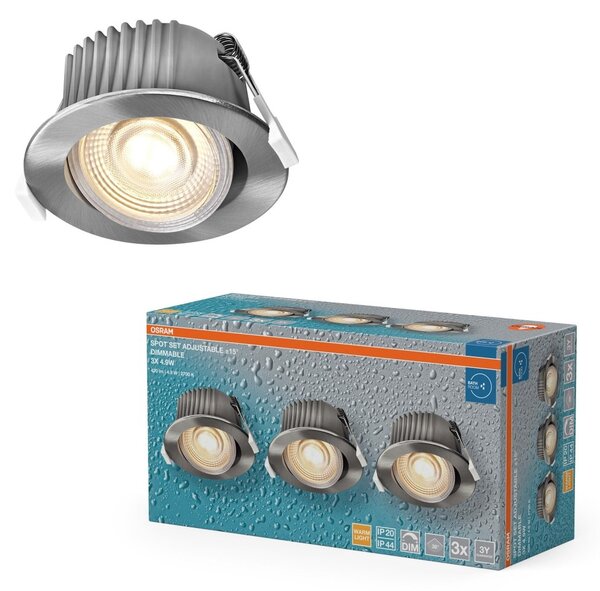 Vestavný LED reflektor DIM IP44 nastavitelný, teplá bílá, 36 °